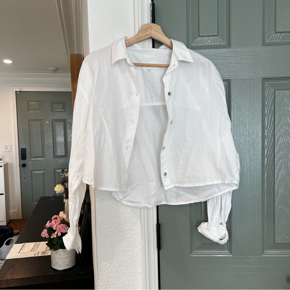 Aritzia Denim Forum Cropped Button Up